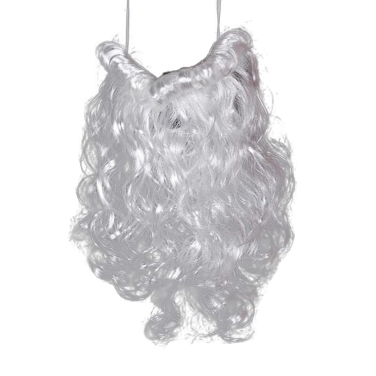 Curly Santa Beard 20cm on Elastic Band - White