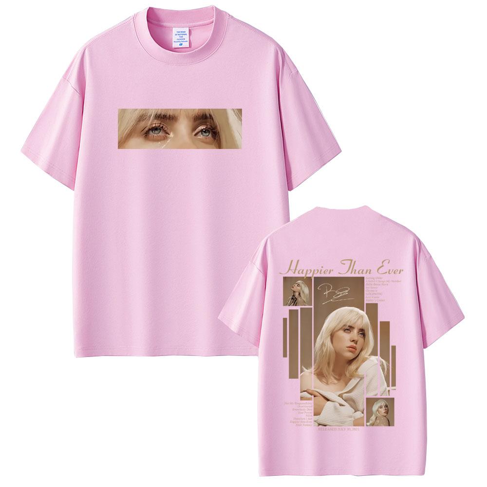 Happier Than Ever 2025 Tshirt Unisex Women Fashion Pop Music Short Sleeve T Shirts Unisex Hip Hop Oversized Tshirts Streetwear