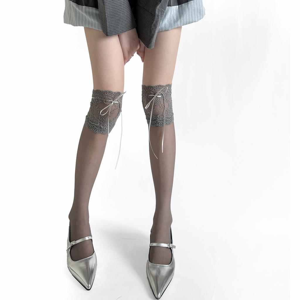 Heart Print Stockings Women Red Bow Knee High Socks Thigh High Stockings Sexy Lingerie Thigh High Socks Stocking Christmas Gifts