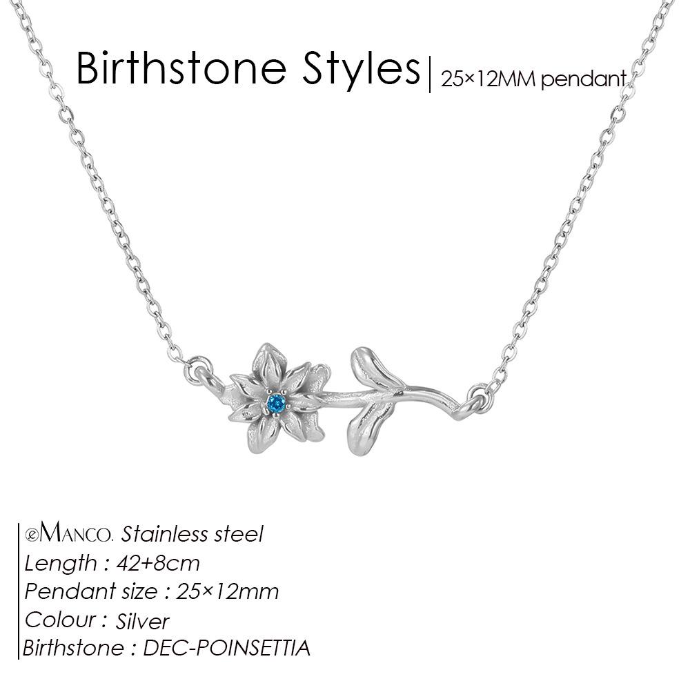 

eManco December Birth Flower 3D Pendant Necklace - Stainless Steel