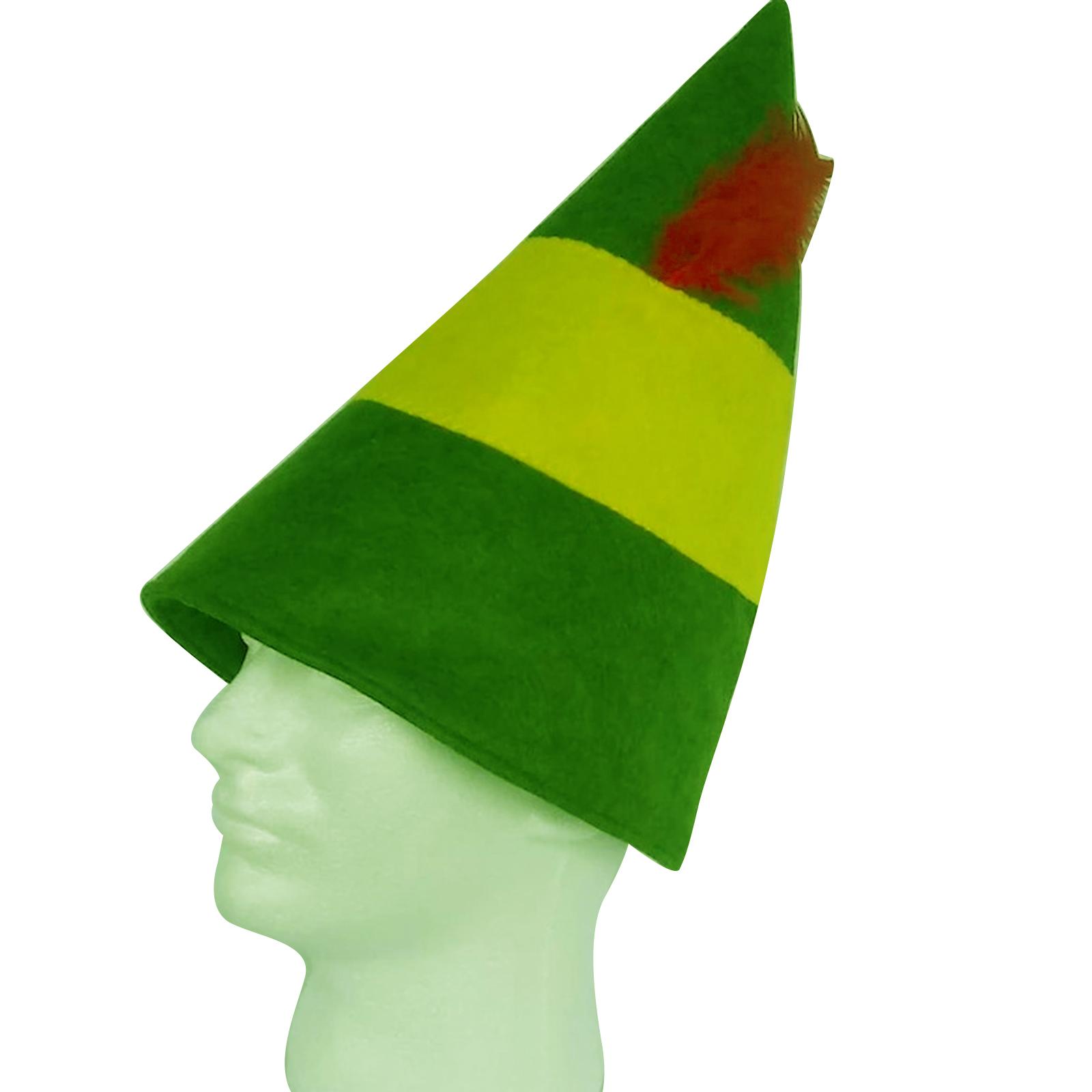 

Christmas Elf Hat with Feather Red and Green Cone Hat for Christmas Parties Dress Up Cosplay Supplies 1