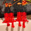 Wedding Double Happiness Character Decoration Plastic Red Happiness Ornament for Festival Home and Tabletop Decoration