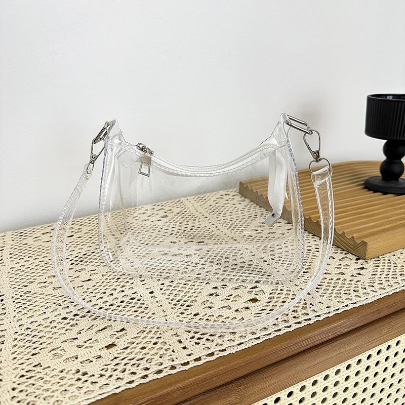 Clear Jelly Shoulder Bag For Women, Y2K Small Zipper Underarm Purses Handbag Casual Clear Underarm Bag