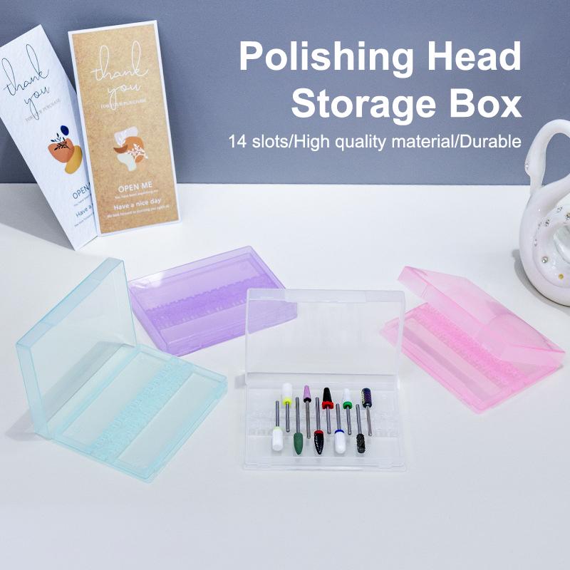 14 Holes Nail Drill Bits Storage Box Nail Grinding Head Holder Stand Portable Manicure Organizer Storage Box