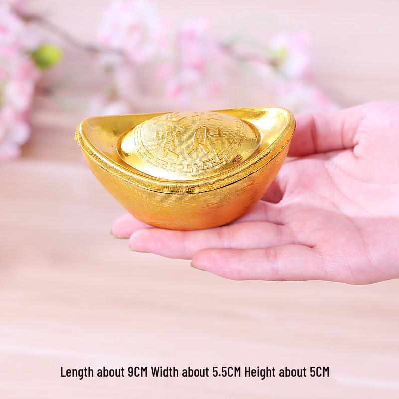 Feng Shui Gold Ingot Ornament for Wealth: New Year Hollow Plastic Candy Box Decor