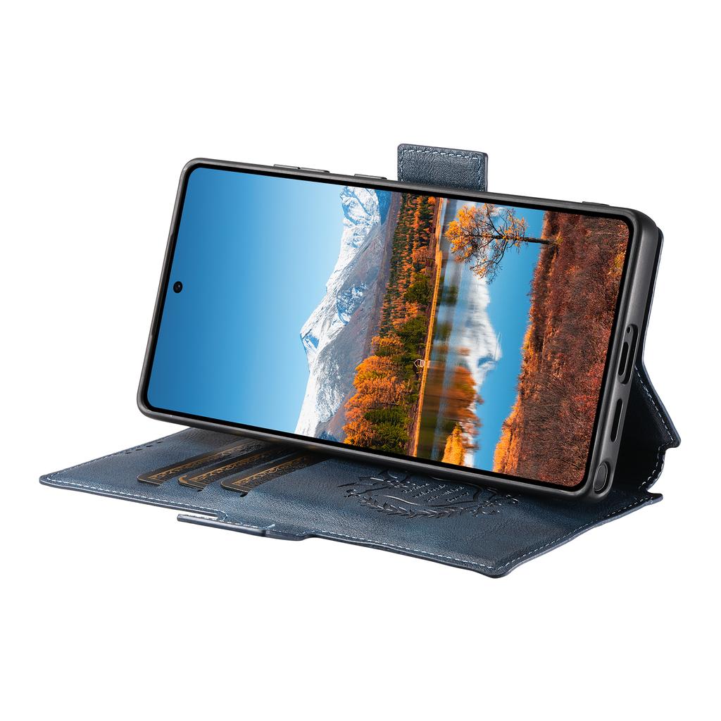 SUTENI Q-07 For Samsung Galaxy S23 Ultra Case Magnetic Color Splicing Cowhide Texture Leather Cover