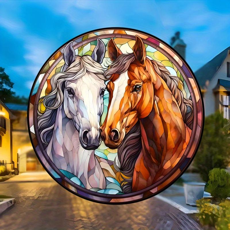 Adesivo Statico per Vetri Decorazione Casa, Adesivo per Finestre Senza Colla, Adesivi Artistici Cattura Raggi Solari Collisione - Cavallo#50