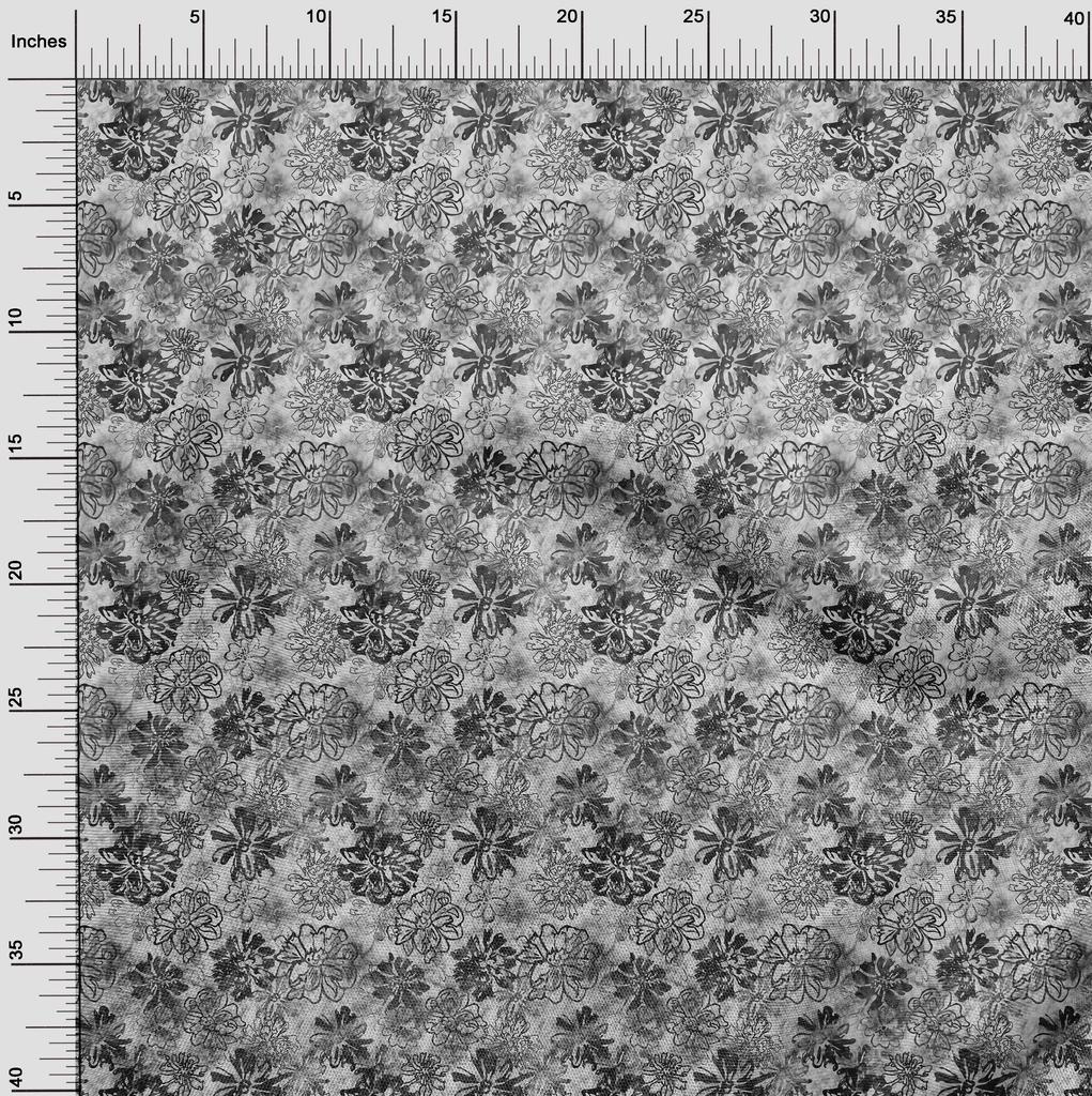 oneOone Cotton Flex Gray Fabric Abstract Floral Fabric For Sewing Printed Craft Fabric By The Yard 40 Inch