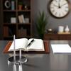 Silver Guest Pen And Pen Stand Round Pen Holder Signing Pen Set Metal Attached To Desk Base Stands For Office Ballpoint Set Metal Ballpoint Base Desk