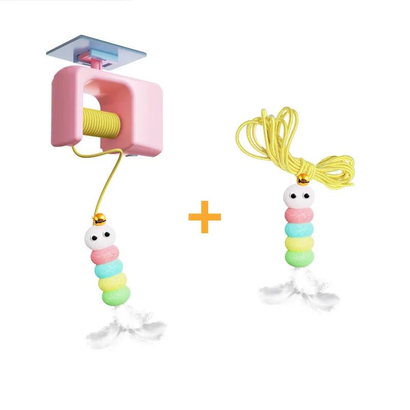 Hanging door-style cat toy self-play boredom relief toy swing hanging elastic feather bell teaser wand cat teasing toy