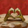 Vintage Brass Heart-Shaped Hand Statue, Love Hand Sculpture Model Ornament Home Office Desktop Decor