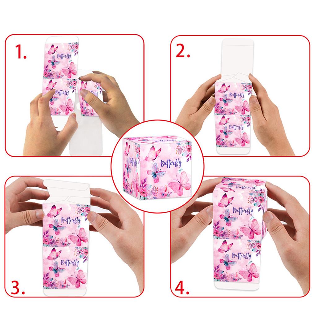 12/18pcs Pink Butterfly Gift Packaging Boxes Pink Butterfly Gift Boxes For Thoughtful And Detailed Gift Givers