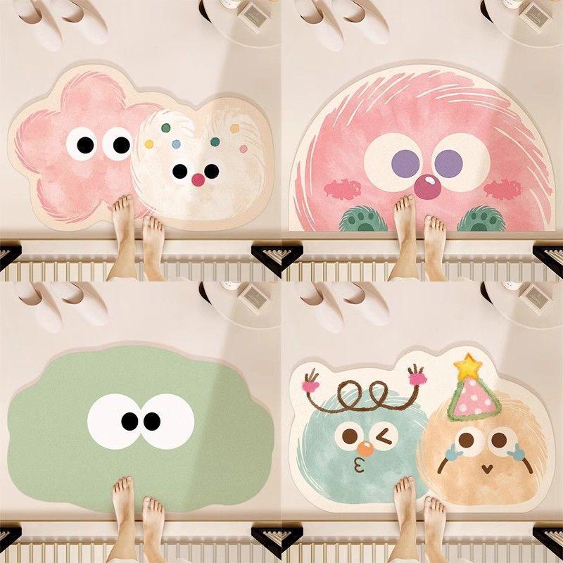 Anti Slip Bath Mat Cute Cartoon Diatomaceous Earth Bathroom Mat With Rubber Backing Quick Drying Foot Mats 40x60CM Shower Carpet