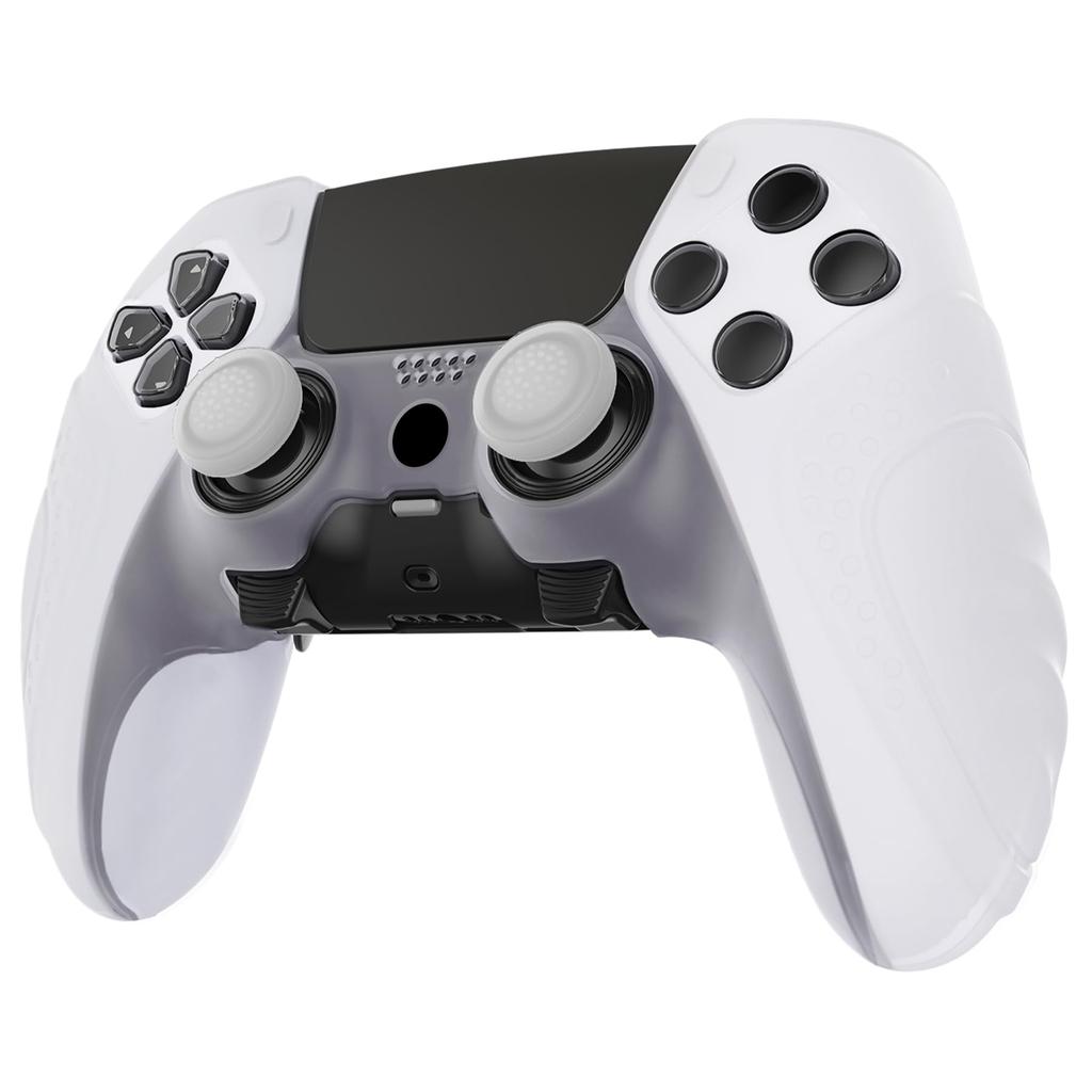 PlayVital silicone cover case for PS5 Edge soft rubber protector skin for PS5 Edge wireless includes thumb grip Edition Clear non-slip controller,