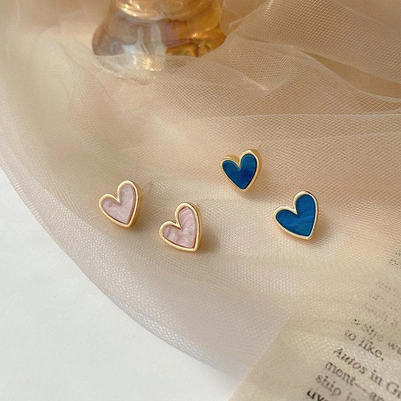 Cute Korean Earrings Heart Bling Zircon Stone Rose Gold Color Stud Earring for Women Fashion Jewelry New Gift