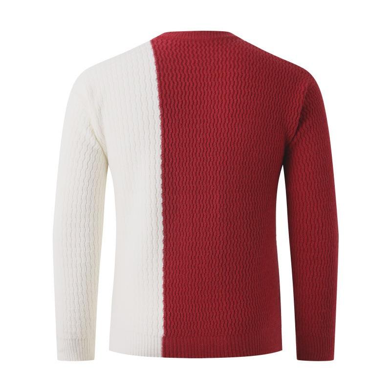 Men S Spliced Thick Knitted Pullover Casual Winter Sweater