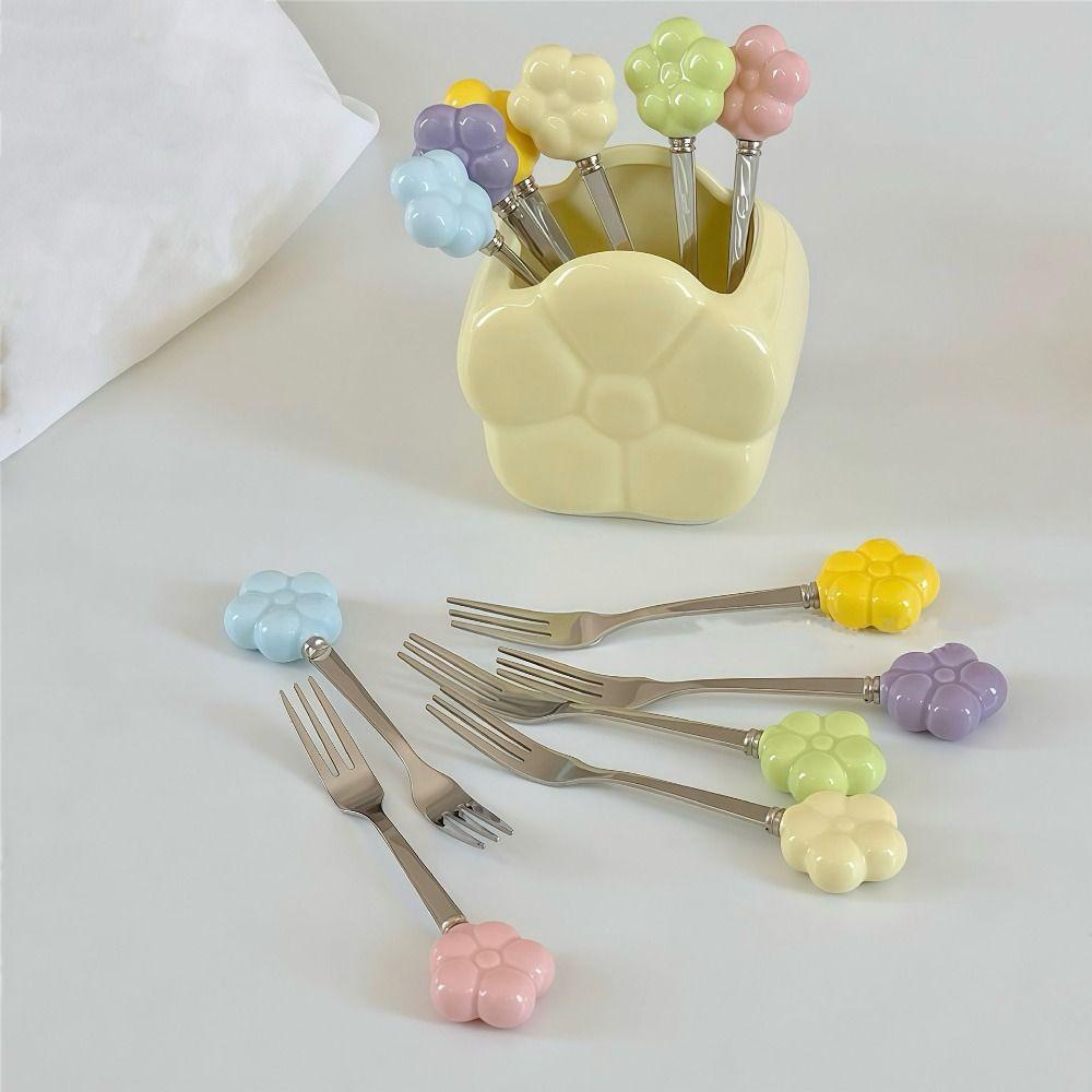 Creative Flower Fruit Fork Set Cartoon Fruit Stick Set  Kitchen Supplies