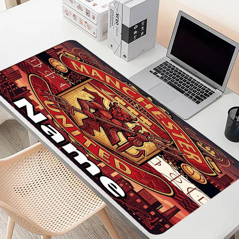 Custom Name Personalized Manchester United Pattern Mousepad, Laptop PC Desk Mat, Decorative Desk Mat for Home Keyboard Pad Gift