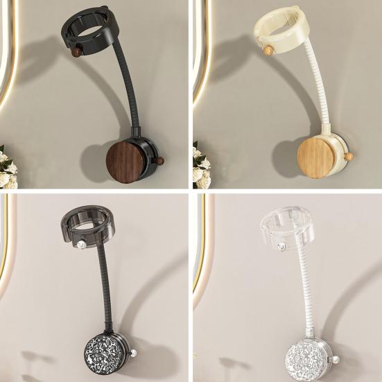Wall Hair Dryer Holder Wall Mount Suction Cup Blow Dryer Stand Angle Adjustable Hair Dryer Hanger with Cable Storage for Bathroom Organization