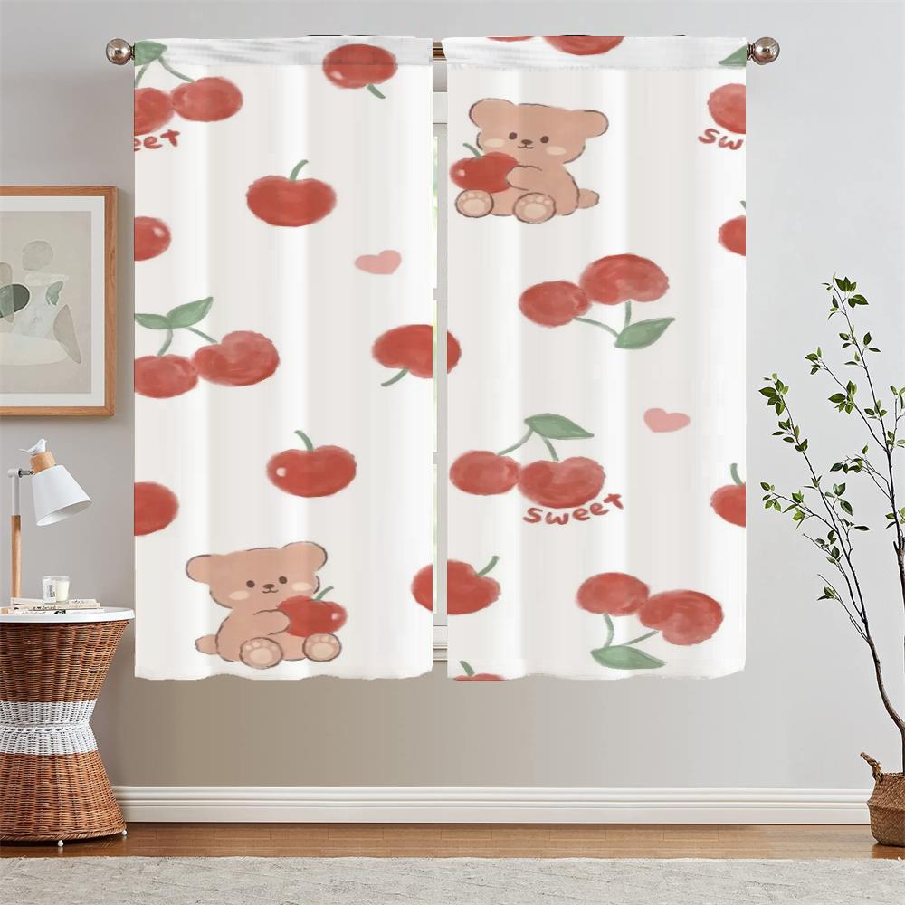 Curtains for Living Room 2 Pieces Free Shipping Cute Bear Home and Decoration Beaded Curtain Tiebacks Curls Blackout Tentacles