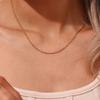 Exquisite Gold Plated Stainless Steel Thin Chain Necklace for Women Simple Style Clavicle Chain Female Zircon