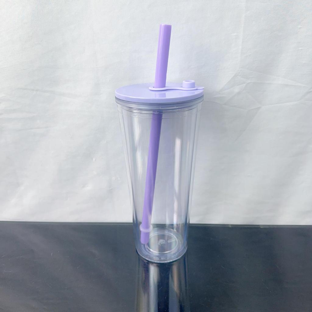 Tazza da viaggio in paglia a doppio strato da donna 2024 con coperchio, Tazza da tè Boba da 24 OZ