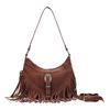Vintage Suede Tassel Single-Shoulder Bag