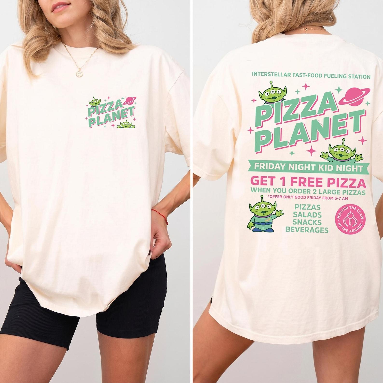 Comfort Colors Pizza Planet Shirt, Toy Story Alien Tee, Retro Pixar Inspired Graphic T Shirt, Pizza Planet Fan Gift 4XL