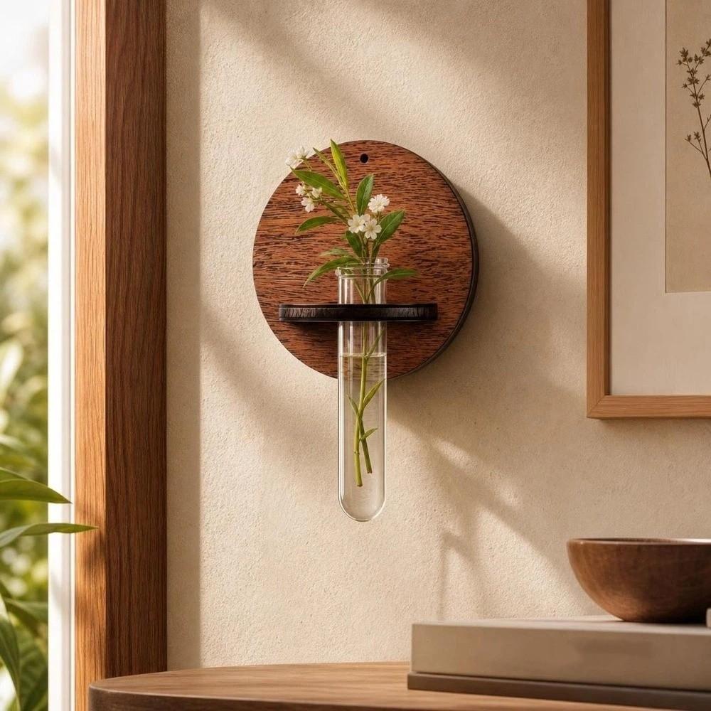 Home Ornaments Wall Mounted Planter Wooden Planter Holder Hydroponic Planter Shelf  Home Decor