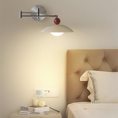 Nordic Cream Style Retractable Swing Arm Wall Lamp for Bedroom, Living Room, or Study Room