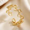 Women Ring Opening Adjustable Lightweight Finger Ring Golden Plated Hollow Heart Design Finger Band Jewelry Gift