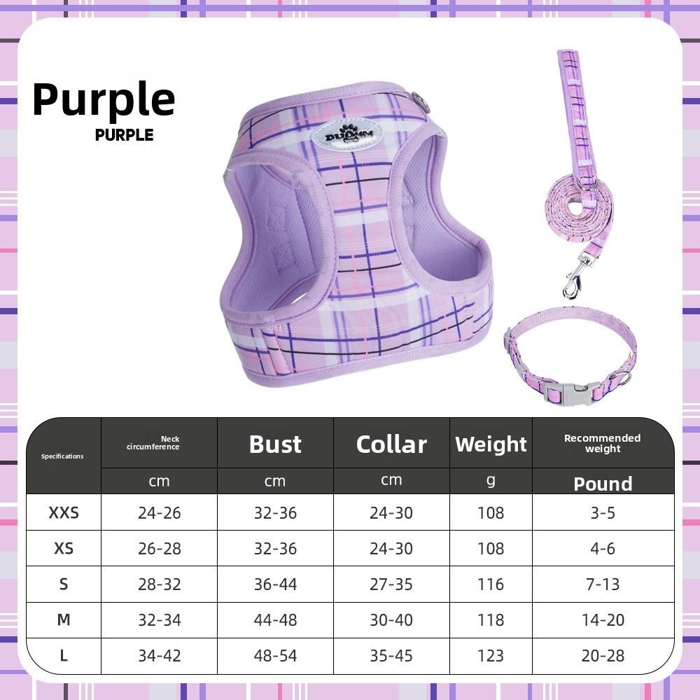 Dog Walking Harness Kit With Non Extendable Leash And Collar For Small Pets