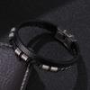 Fine Stainless Steel Jewelry Multi-Layered Men's Black Leather Charm Bracelet HipHop Rock Bangles Christmas Gift