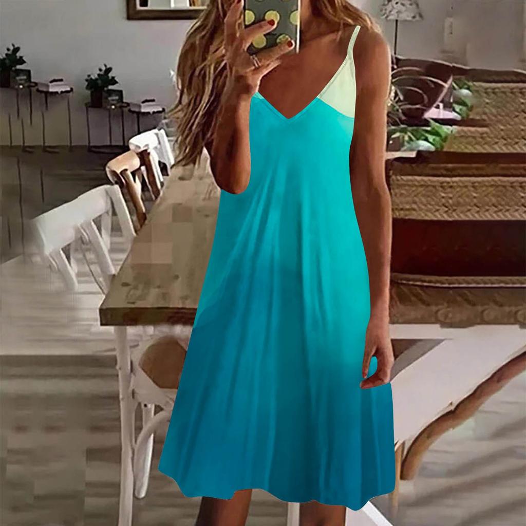 Kadın Elbise Günlük Baskı Slip Plaj Etek Sundress