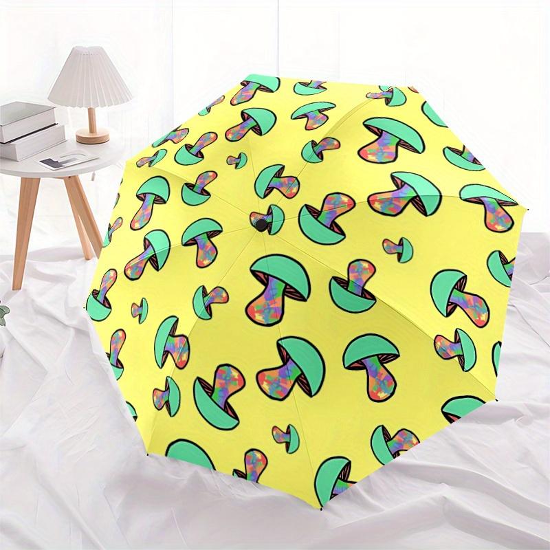 1pc Mushroom Pattern Automatic Open/close, All-Season Portable Folding Umbrella, Travel, Everyday, Formal Events110
