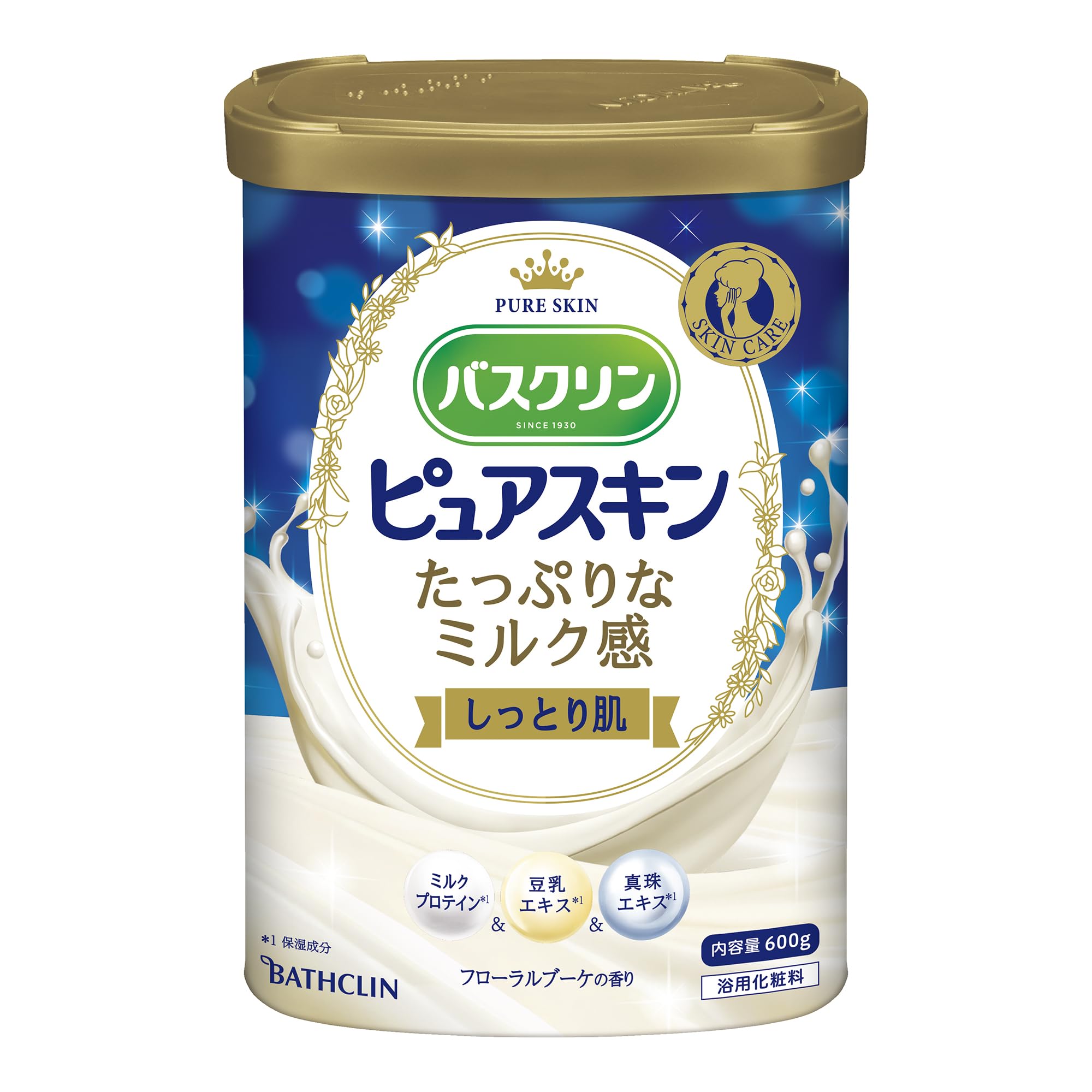 Bathclin Pure Skin Bath 600g 30 Skin Cloudy Type Additive, Moisturizing, (approximately uses), Care,