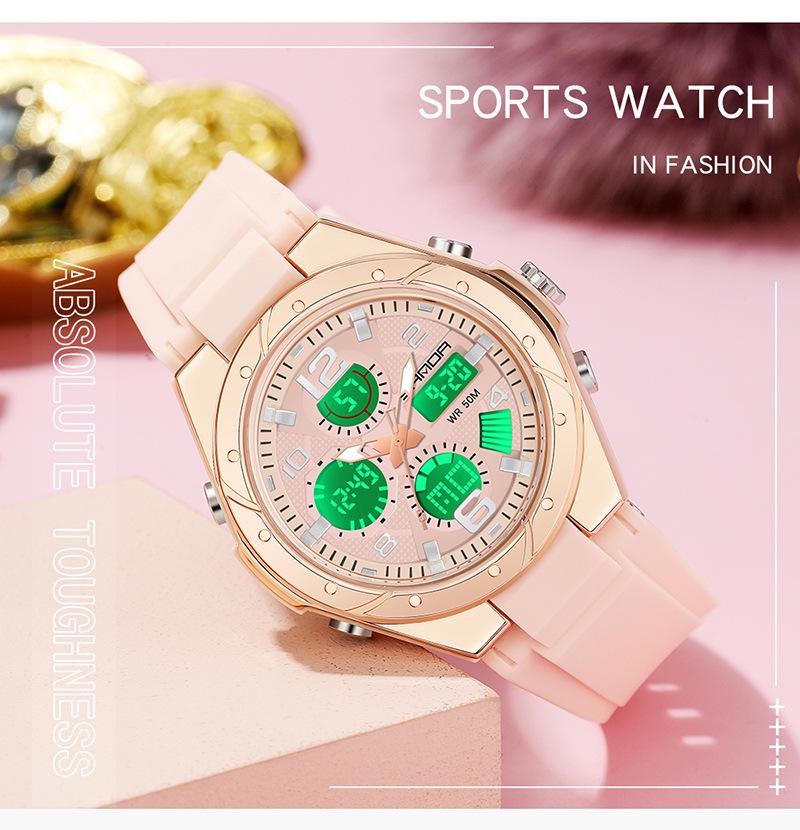 Sportovní svítivé vodotěsné multifunkční elektronické hodinky pro dospívající dívky