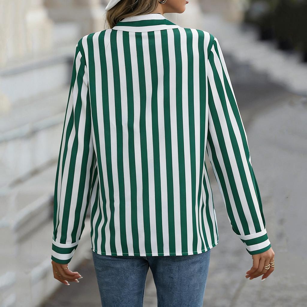 Women's fashionable shirt casual V-neck long-sleeved top