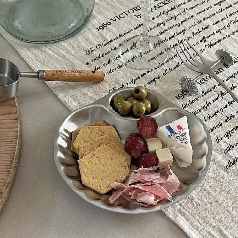 Francuski Retro Talerz Dekoracyjny w Kształcie Muszli Stal Nierdzewna 304 Talerz na Przekąski Frytki Smażony Kurczak Przechowywanie Domowe