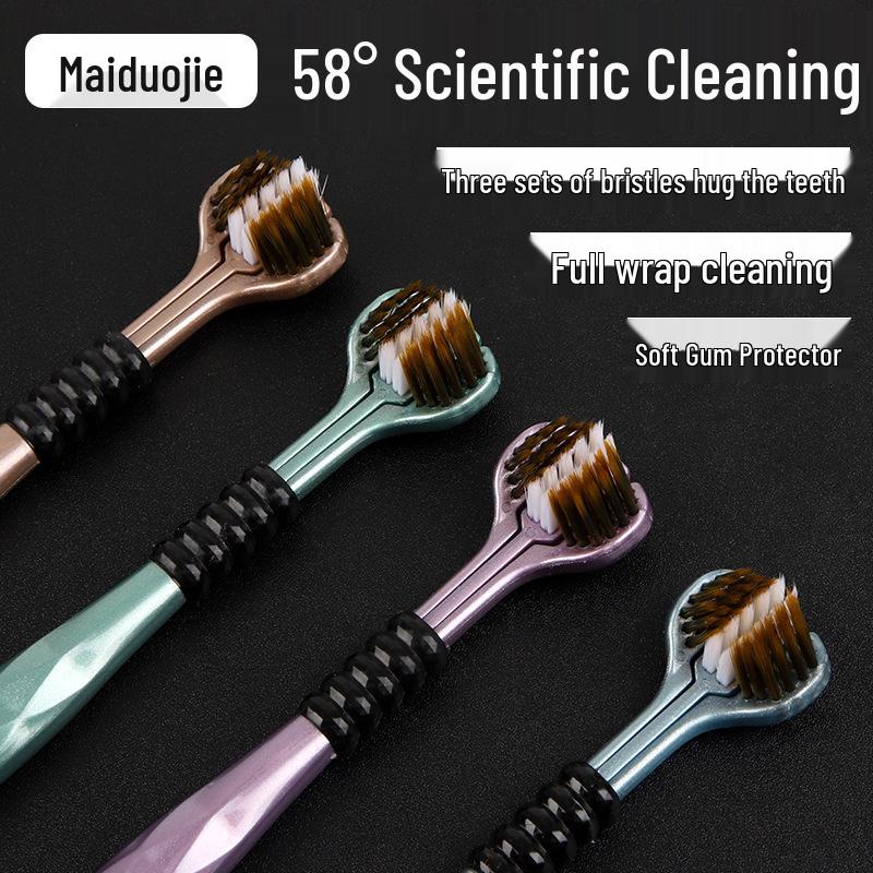 Premium U-Shaped Three-Sided Adult Toothbrush with Soft Bristles for Deep Cleaning, Tongue Coating, and Gum Protection.