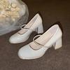 Fashion Crystal Women High Heels Shoes Elegant Chunky Mary Janes Shoes 2025 Autumn New Classical Luxury Pumps Fad Dress Party Sandalias