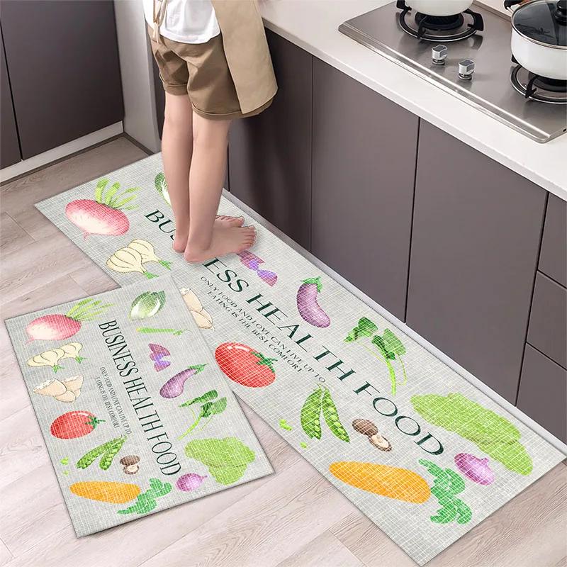 Non-slip Kitchen Carpet Leaves Pattern Rugs for Bedroom Oilproof Home Entrance Door Foot Mat Kitchen Mats for Floor Waterproof