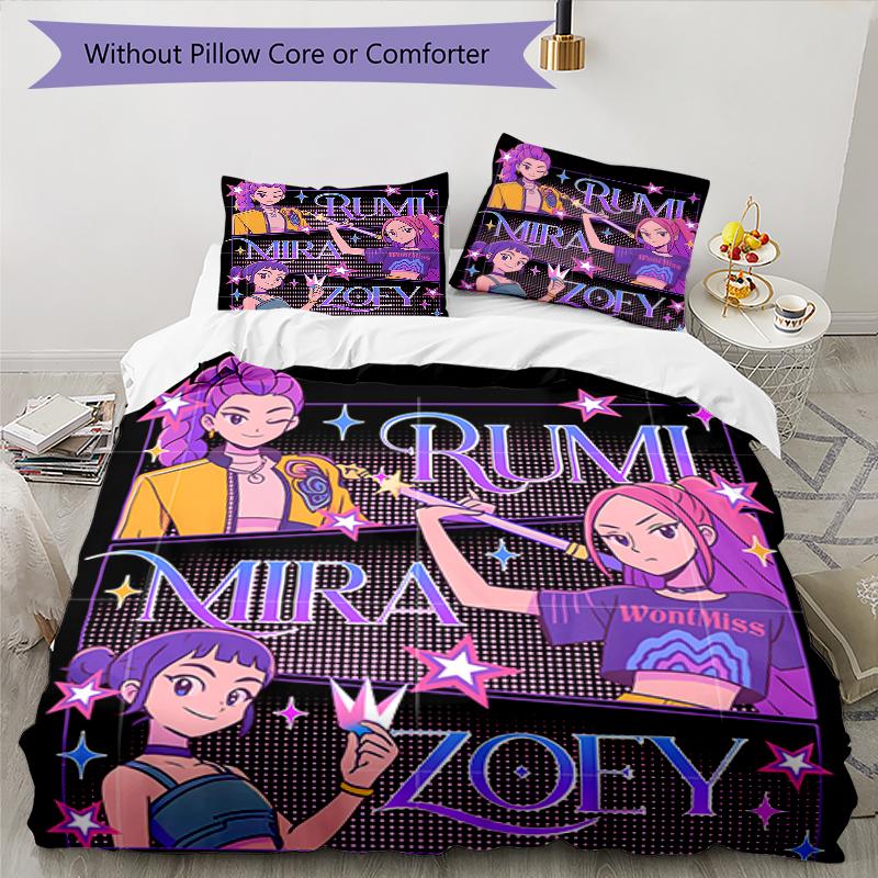 3pcs Kpop Hunter5 Pattern Bedding Set Duvet Cover Set Includes Duvet Cover &pillowcases, Perfect All Season Bedroom Decoration & Gift