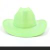 New Western Denim Bright Leather Reflective Hat Halloween Dance Hat PU Warped Edge Jazz Top Hat