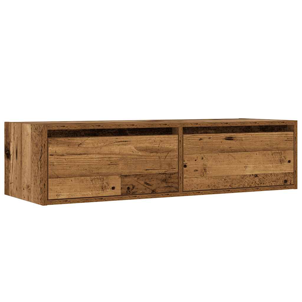 TV Cabinet with LED Lights Rustic Wood Look 100 x 35.5 x 25 cm