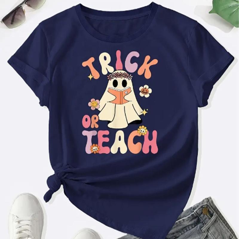 

Модная женская креативная футболка с принтом граффити и призрака, забавная повседневная футболка с короткими рукавами и круглым вырезом, летняя женская футболка 8XL темно-синий