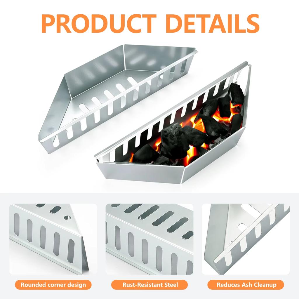 Stainless Steel Charcoal Basket - Set of 1/2pcs Grill Baskets Stainless Steel Charcoal Holder for BBQ Grilling Weber Char