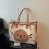 Canvas bag women's large-capacity new summer casual shoulder bag cartoon college student class tote bag