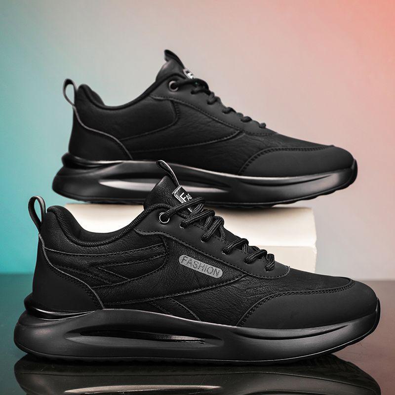 Men's Waterproof Non-slip Leather Work Shoes - Wear-resistant, Casual Fashion Sneakers for Autumn Construction.