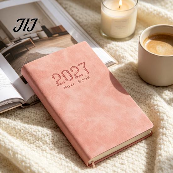 2027 Pocket Planner A6 Weekly Planner, 365 Day English Schedule Notebook Gift for Students Professionals with Ribbon Bookmark, Portable Efficiency